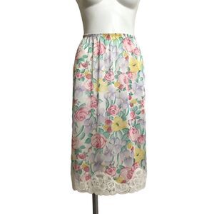 Vintage Vanity Fair Midi Slip Skirt Rose Print Size Small